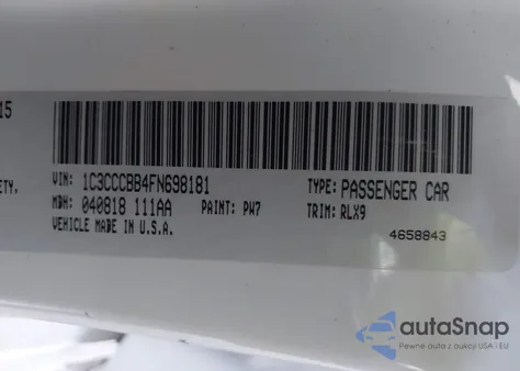 2015 Chrysler 200 S из США, поврежденный, VIN 1C3CCCBB4FN698181